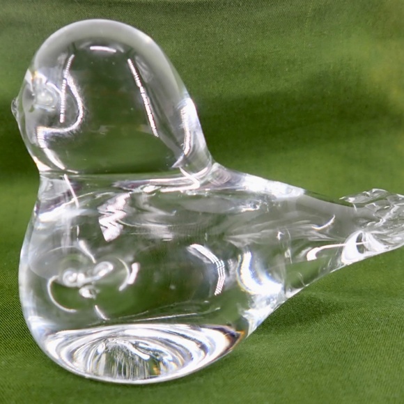 Art Glass Bird Figurine Hand Blown Clear Mid Century Modern 4.5” x 2" MCM 10 oz - Picture 5 of 16